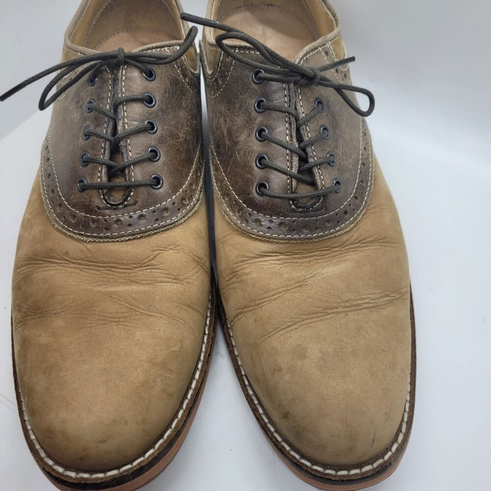 Allen Edmonds Mens Leather Nubuck Oxford Shoes 9.5M Brown Tan Professor USA - Picture 2 of 6